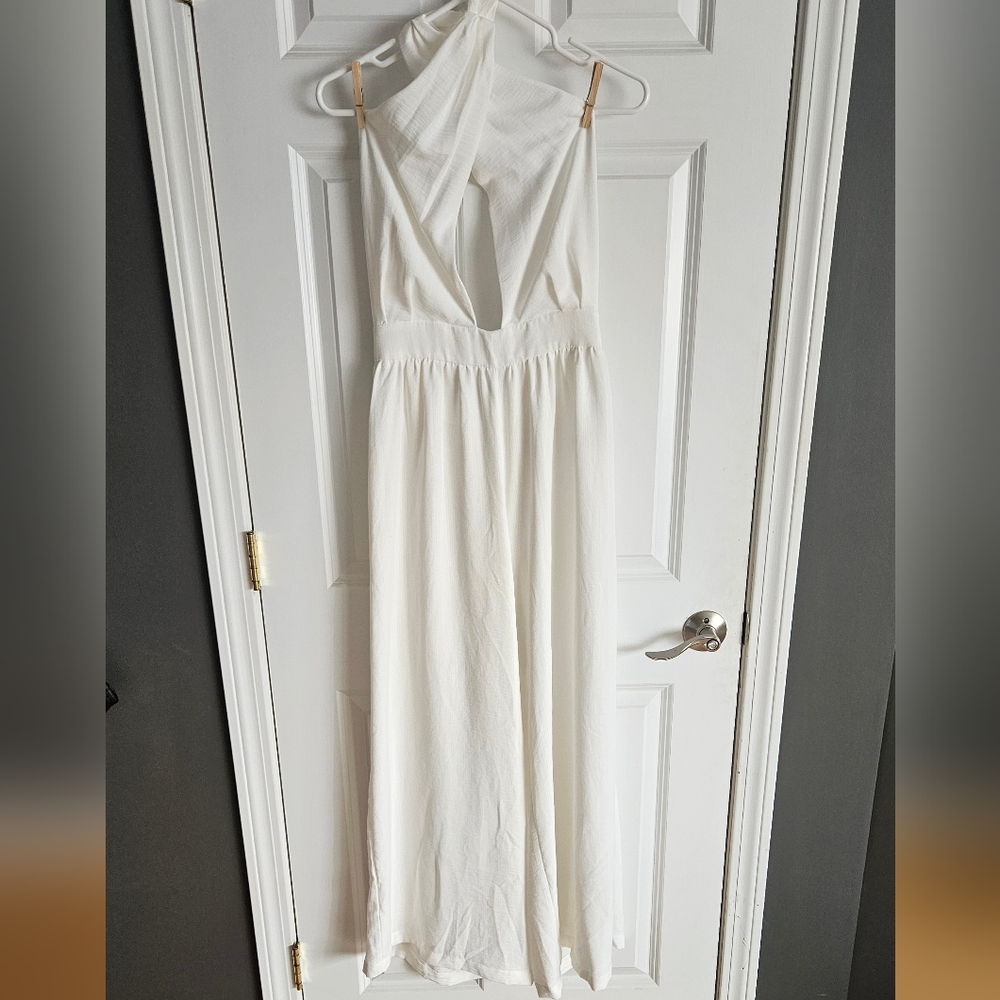 White Halter Jumpsuit - Picture 2 of 4